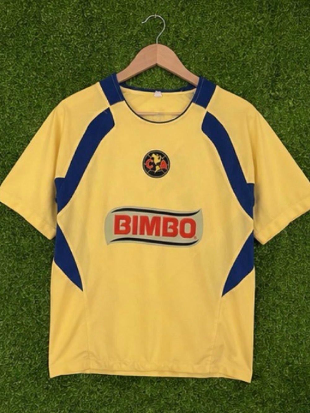 Men's Yellow and Navy Soccer Jersey with Chest Logo - Unbranded